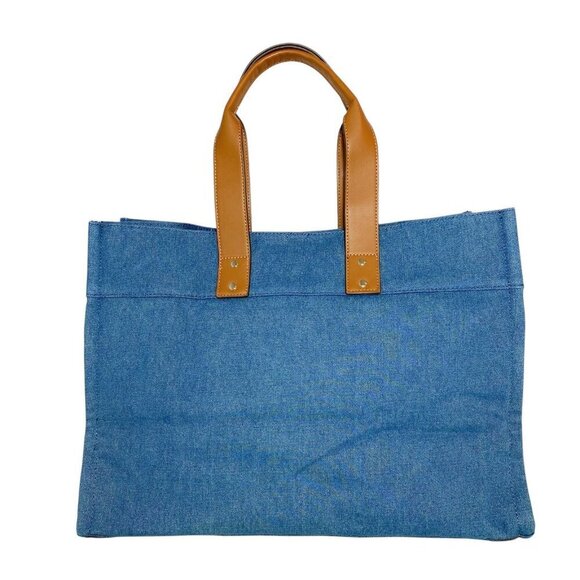True Religion World Tour Navy Blue Denim Large Tote Bag NWT - Picture 8 of 10